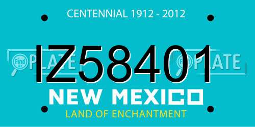 IZ58401 New Mexico License Plate