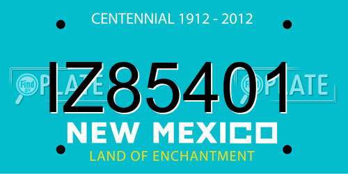 IZ85401 New Mexico License Plate