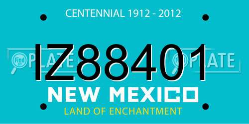 IZ88401 New Mexico License Plate