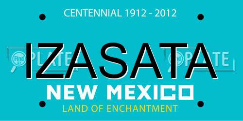IZASATA New Mexico License Plate