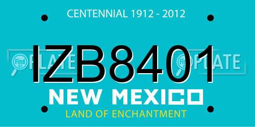 IZB8401 New Mexico License Plate