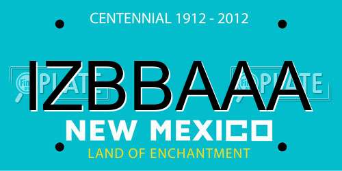 IZBBAAA New Mexico License Plate