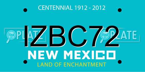 IZBC72 New Mexico License Plate