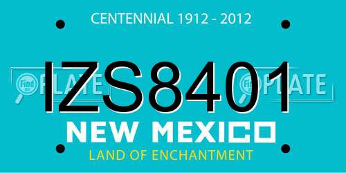 IZS8401 New Mexico License Plate