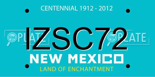 IZSC72 New Mexico License Plate