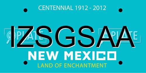 IZSGSAA New Mexico License Plate
