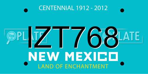 IZT768 New Mexico License Plate