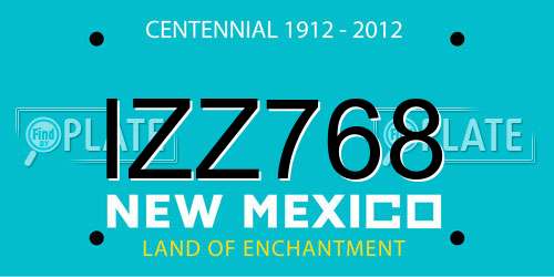 IZZ768 New Mexico License Plate