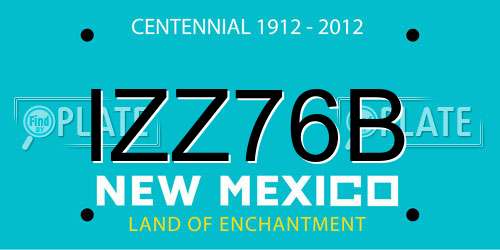 IZZ76B New Mexico License Plate
