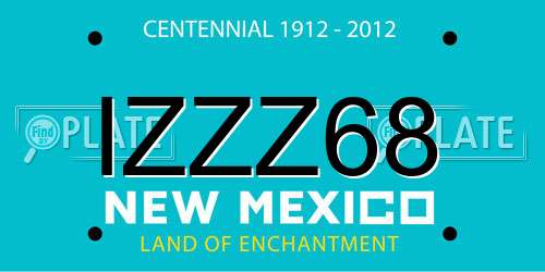 IZZZ68 New Mexico License Plate