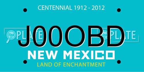J00OBD New Mexico License Plate