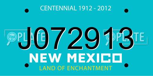 J072913 New Mexico License Plate