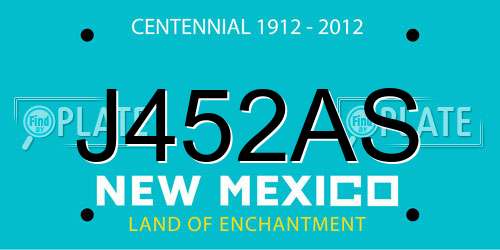 J452AS New Mexico License Plate