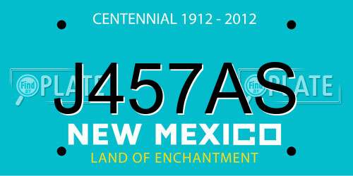 J457AS New Mexico License Plate