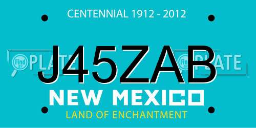 J45ZAB New Mexico License Plate