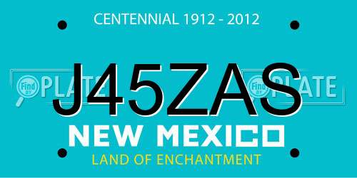 J45ZAS New Mexico License Plate