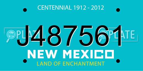 J487561 New Mexico License Plate