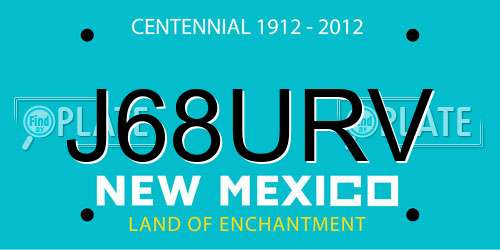 J68URV New Mexico License Plate