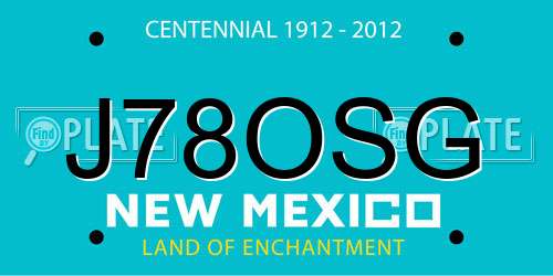 J78OSG New Mexico License Plate