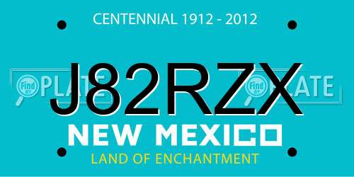 J82RZX New Mexico License Plate