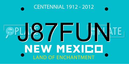 J87FUN New Mexico License Plate