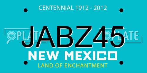 JABZ45 New Mexico License Plate