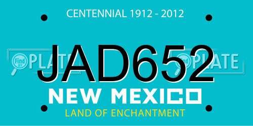 JAD652 New Mexico License Plate