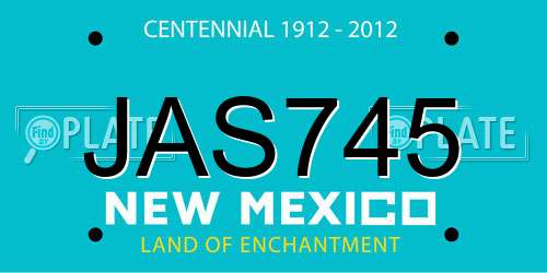 JAS745 New Mexico License Plate