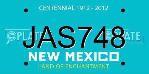 JAS748 New Mexico License Plate