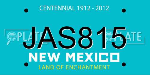 JAS815 New Mexico License Plate