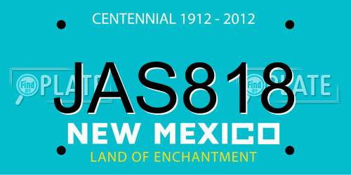 JAS818 New Mexico License Plate