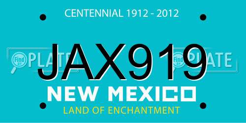 JAX919 New Mexico License Plate