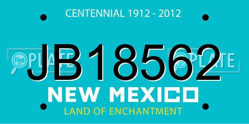 JB18562 New Mexico License Plate