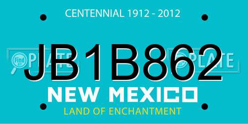 JB1B862 New Mexico License Plate