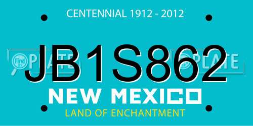 JB1S862 New Mexico License Plate