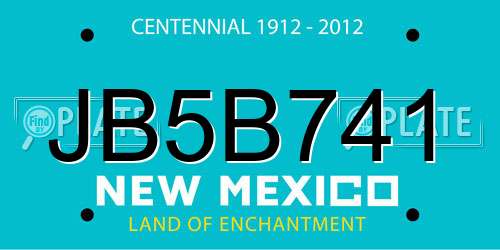 JB5B741 New Mexico License Plate