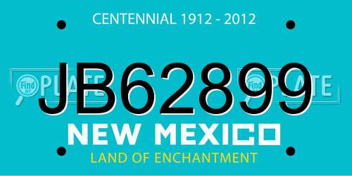 JB62899 New Mexico License Plate