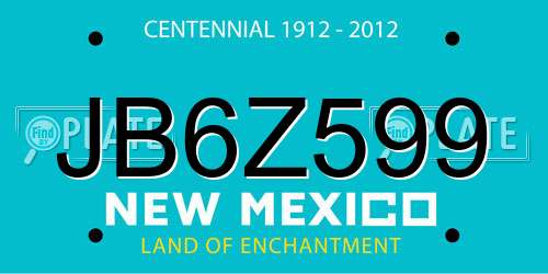 JB6Z599 New Mexico License Plate