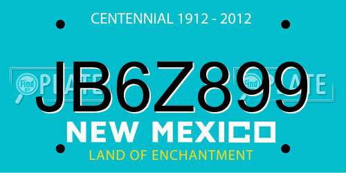 JB6Z899 New Mexico License Plate