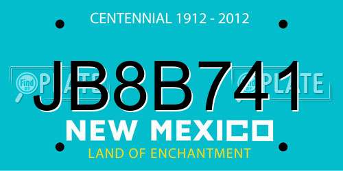 JB8B741 New Mexico License Plate