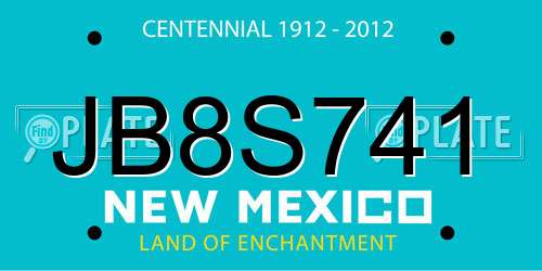 JB8S741 New Mexico License Plate