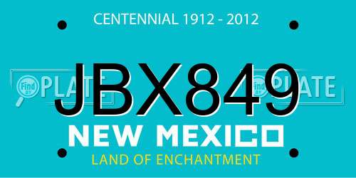 JBX849 New Mexico License Plate