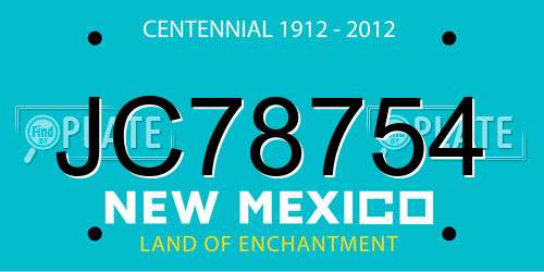 JC78754 New Mexico License Plate
