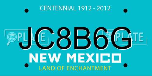 JC8B6G New Mexico License Plate