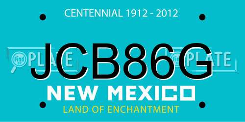 JCB86G New Mexico License Plate