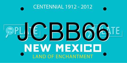 JCBB66 New Mexico License Plate
