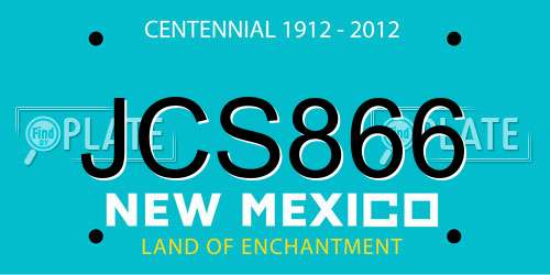 JCS866 New Mexico License Plate
