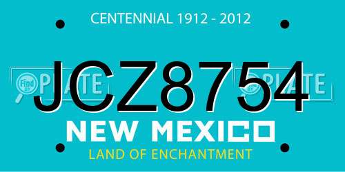 JCZ8754 New Mexico License Plate