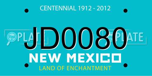 JD0080 New Mexico License Plate