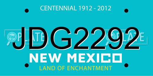 JDG2292 New Mexico License Plate